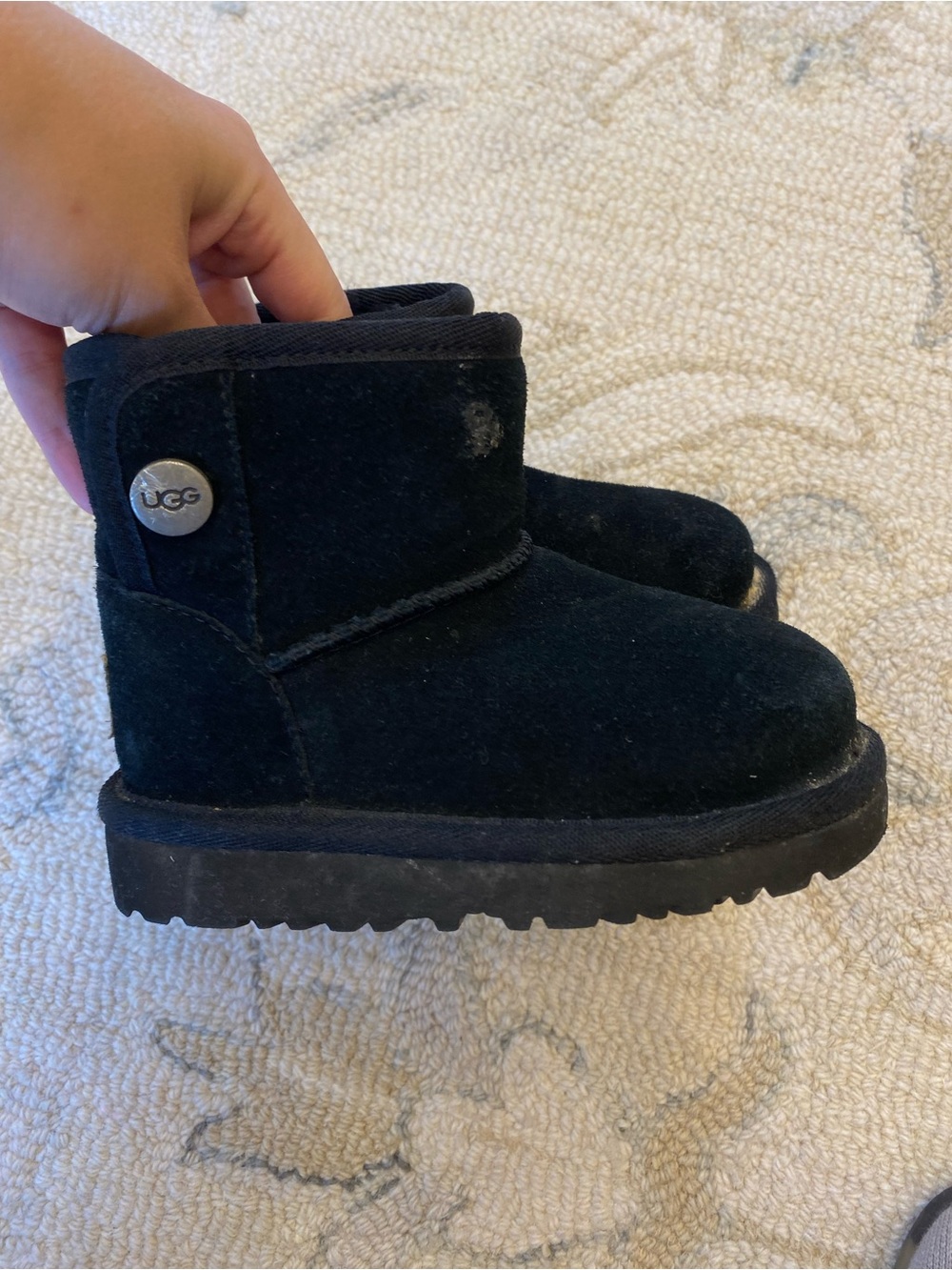 UGG Toddler Sz 7 Black Suede Short MIDI Button Boot
